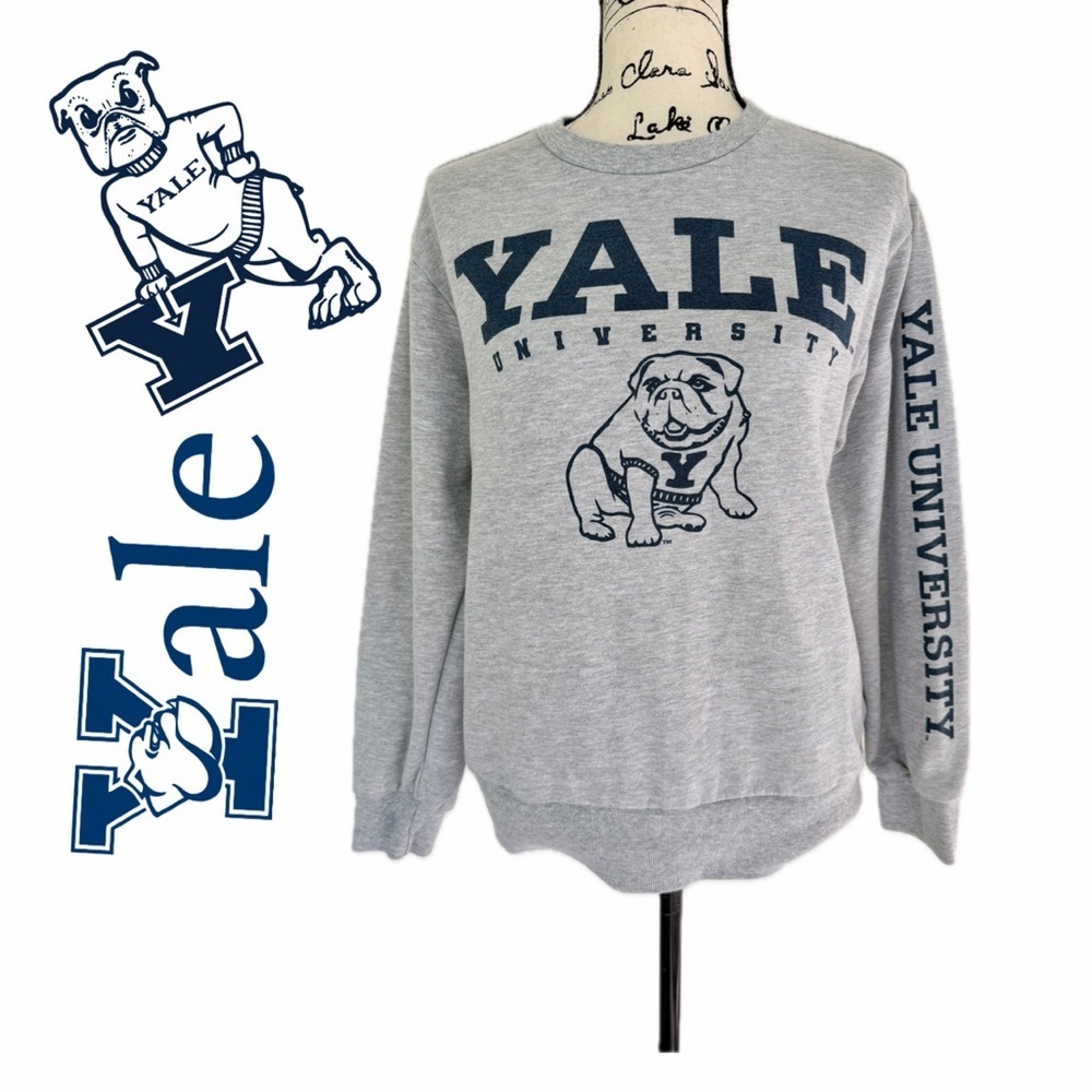 YALE University Auth.Sweatshirt Bulldog Football Collegiate Sz XS Oversized Fan